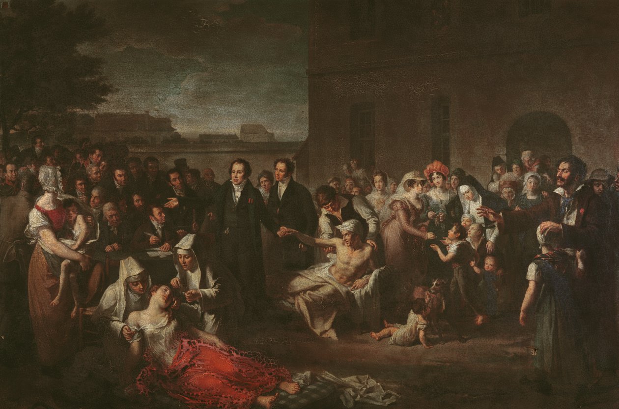 Jean-Louis Alibert behandler tyfuspasienter ved Hopital Saint-Louis av French School