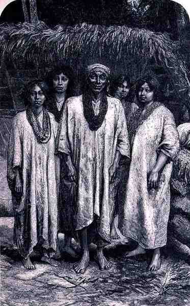 Lacandon Chief og Lacandon Types, fra The Ancient Cities of the New World, av Claude-Joseph-Desire Charnay, pub. 1887 av French School