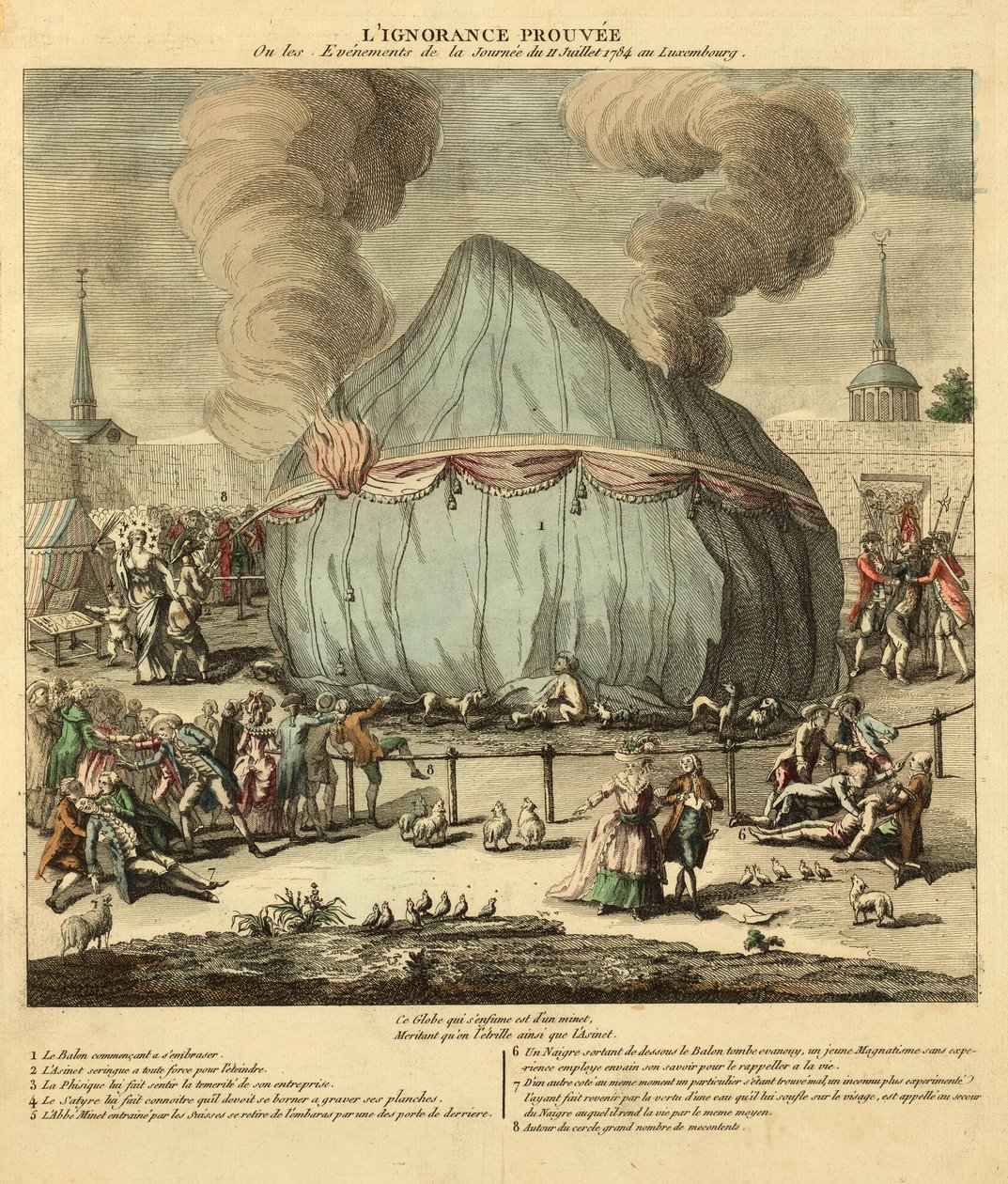 Bevist uvitenhet. Eller hendelsene den 11. juli 1784 i Luxembourg. Pub. I Frankrike 1784 (håndfarget gravering) av French School
