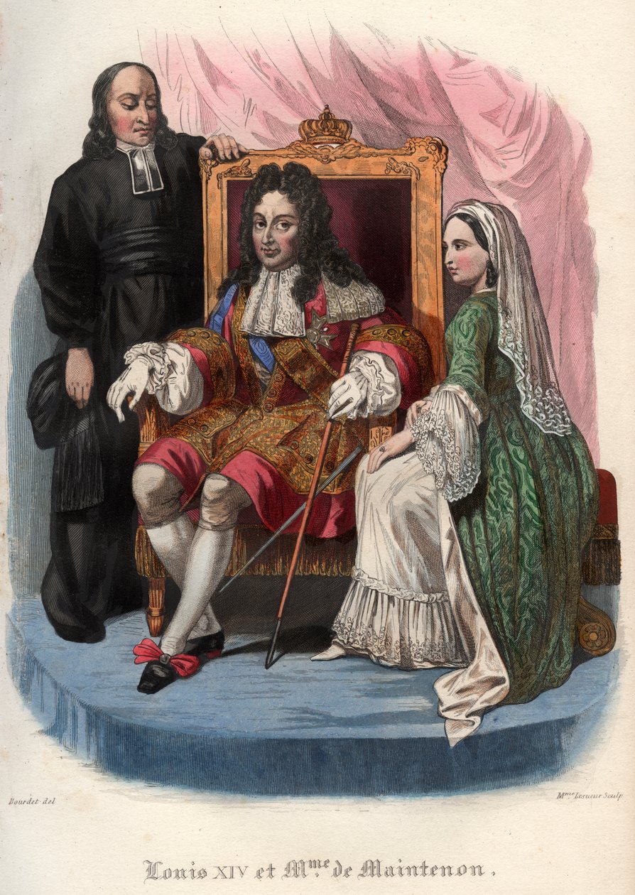 Louis XIV (1638-1715) og Francoise dAubigne, Marquise de Maintenon (1635-1719) av French School