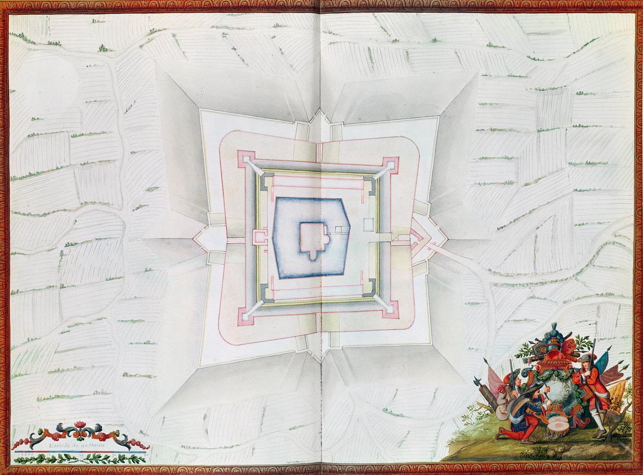 Kart over Phalsbourg, fra Atlas de Louis XIV (wc på papir) av French School