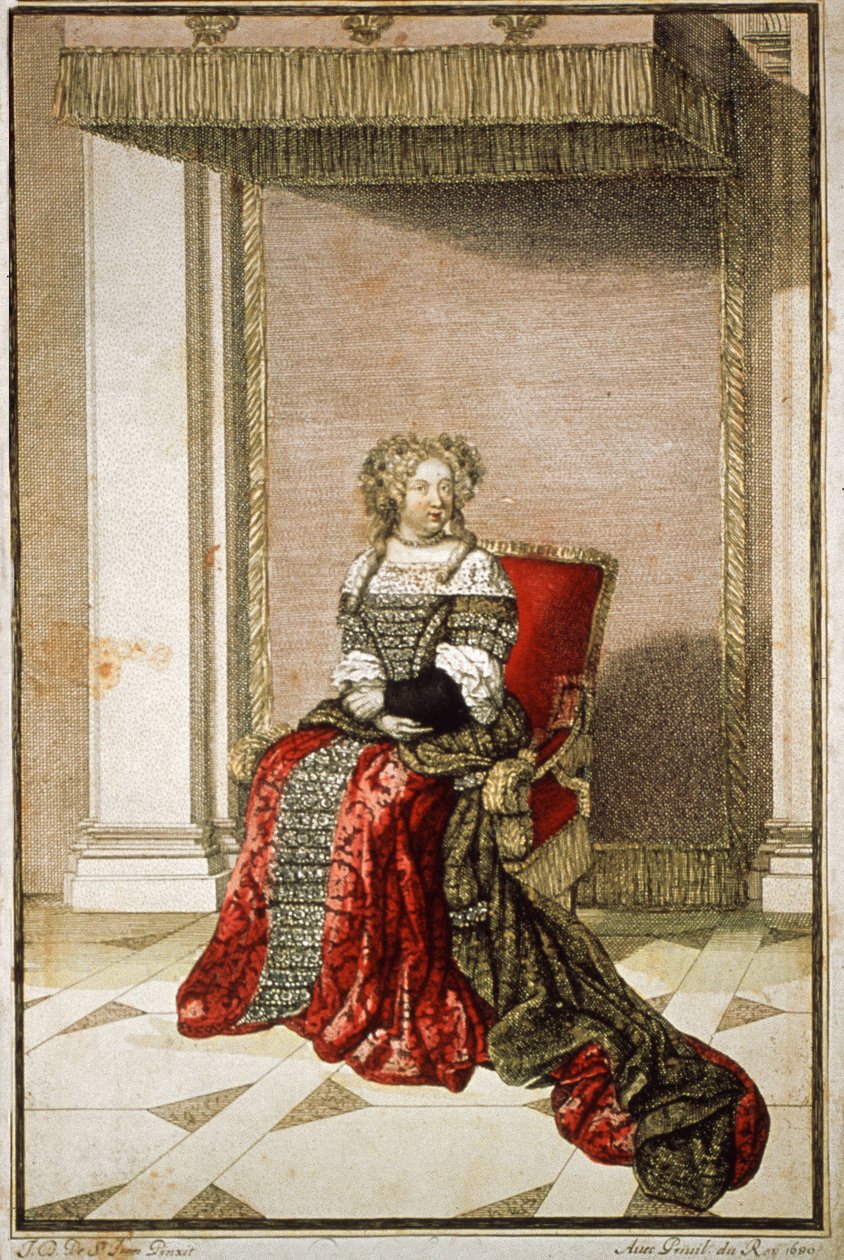 Marie Therese av Østerrike, 1680 (fargegravering) av French School