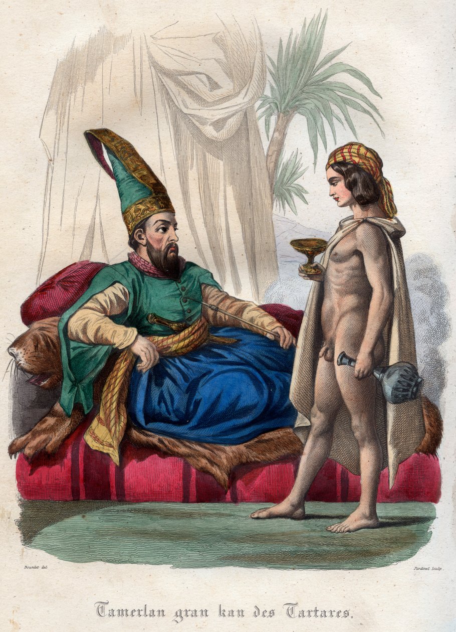 Den mongolske monarken Timur (Tamerlane) (1336-1405) og en ung naken av French School