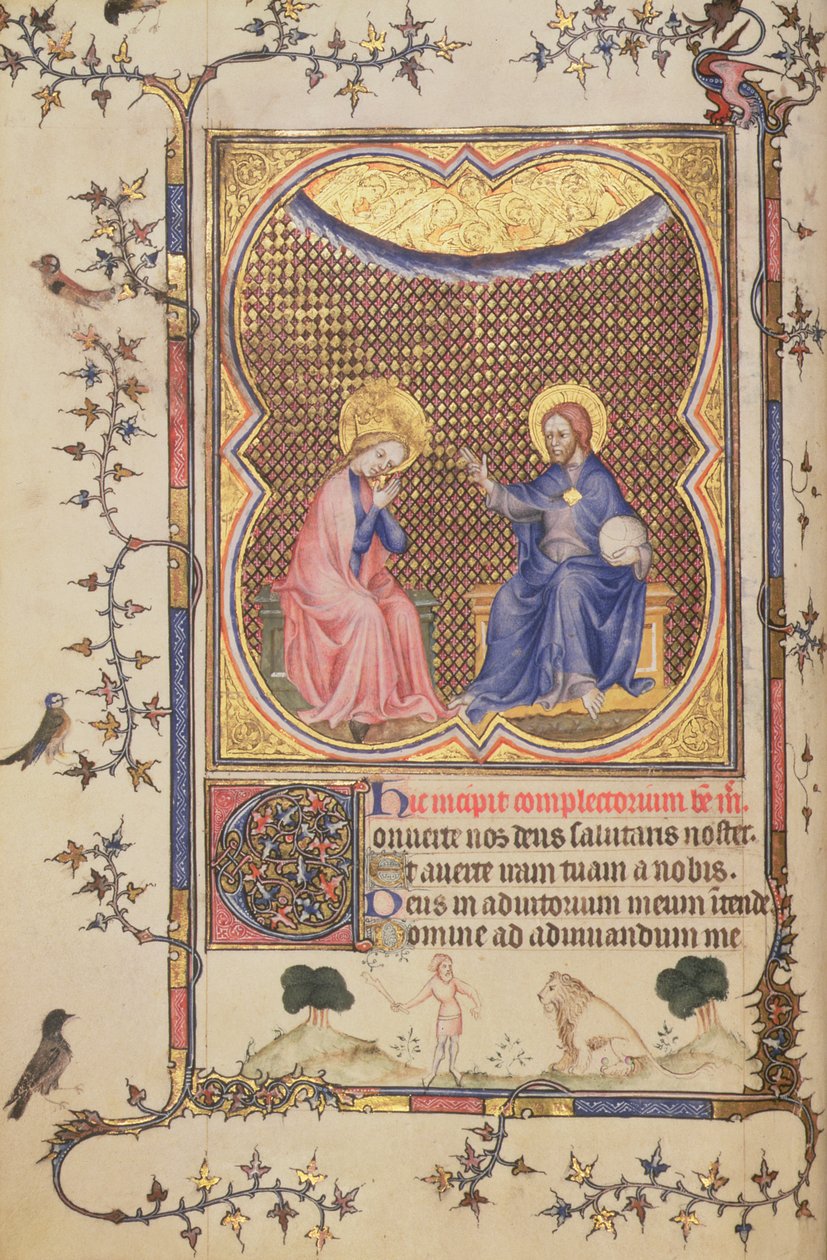 Ms 3-1954 f.24v Jomfruens kroning, fra Filip den dristiges timer, hertugen av Burgund, ca. 1370 av French School