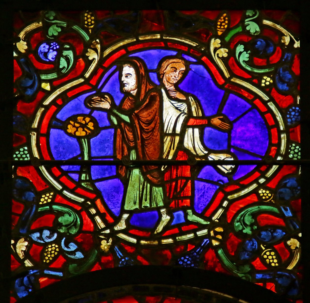 Tilskuere, scene fra St. Martins liv, Chartres-katedralen av French School