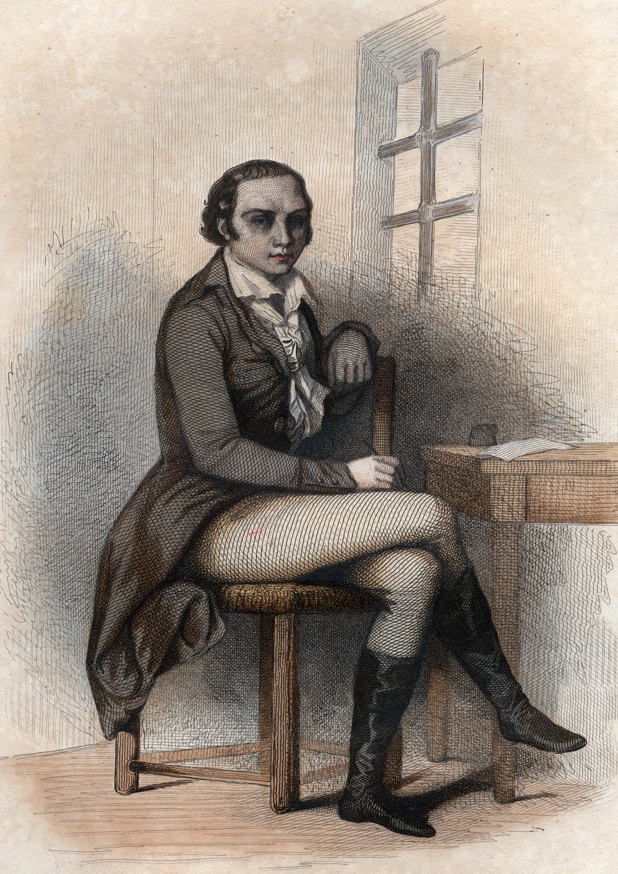 Portrett av Andre Marie Chenier (1762-1794), fransk poet. av French School