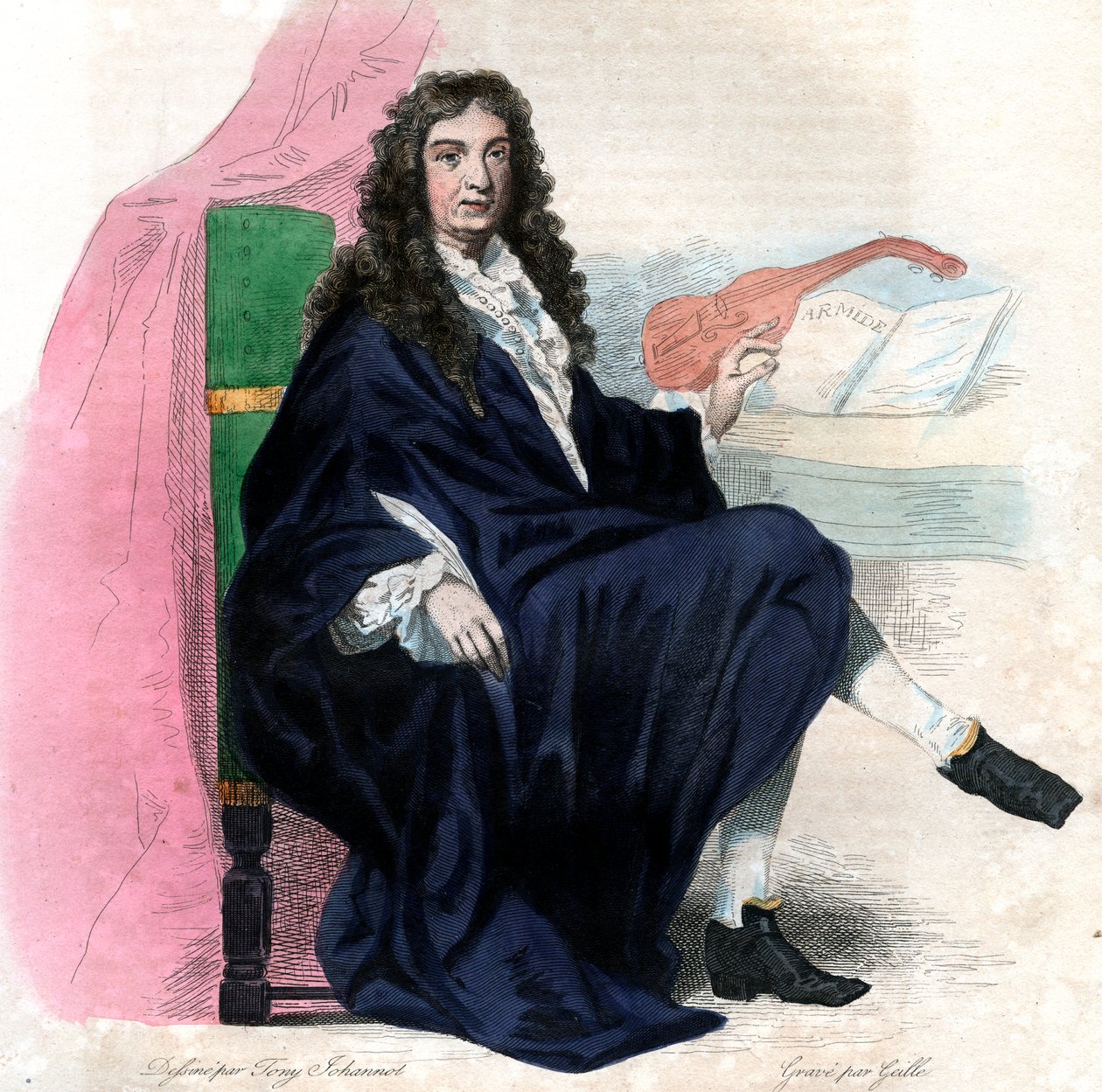 Portrett av Jean Baptiste Lully (1632-1687), fransk komponist. av French School