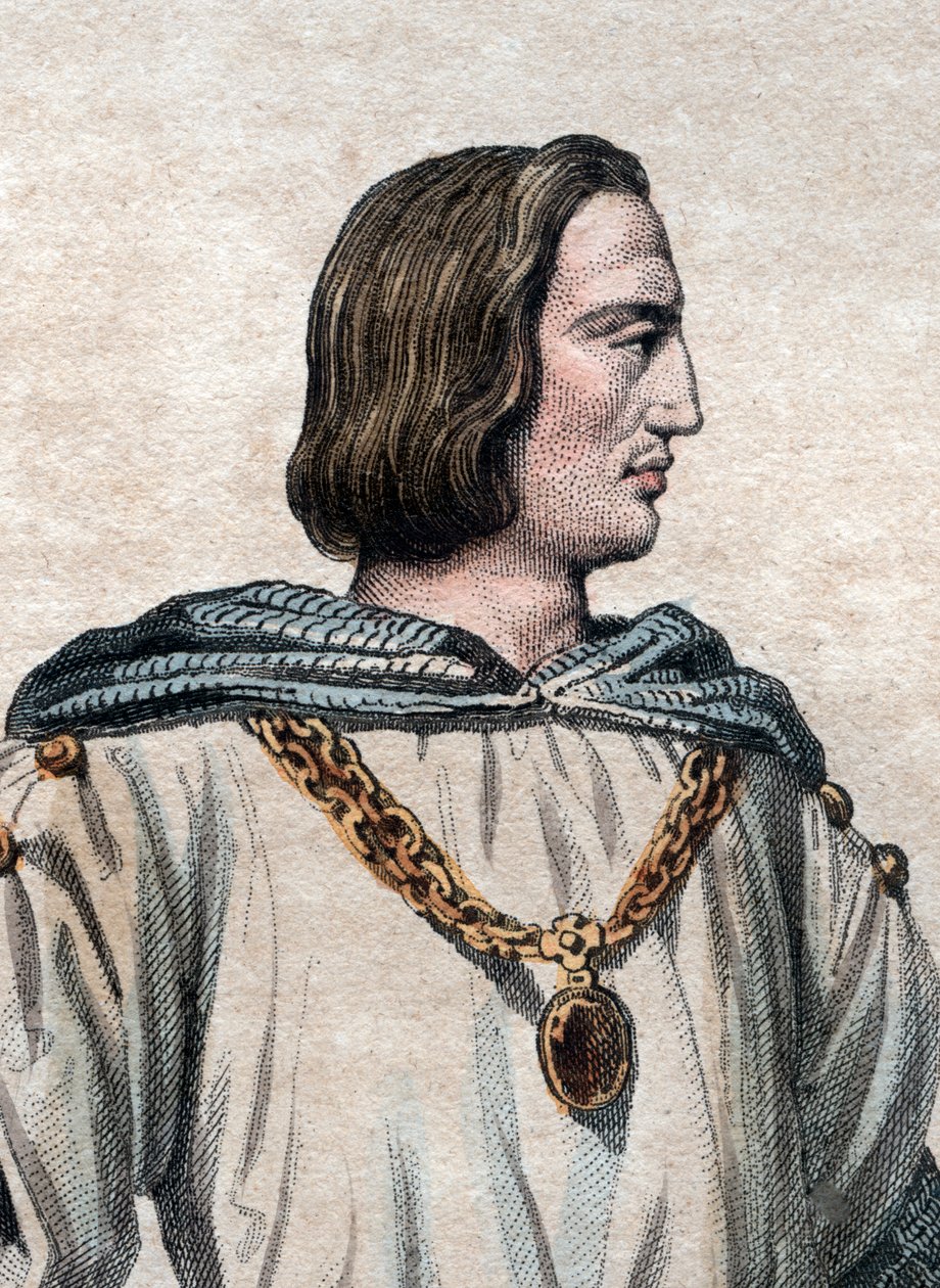 Portrett av Filip II Augustus (1165-1223), konge av Frankrike. av French School