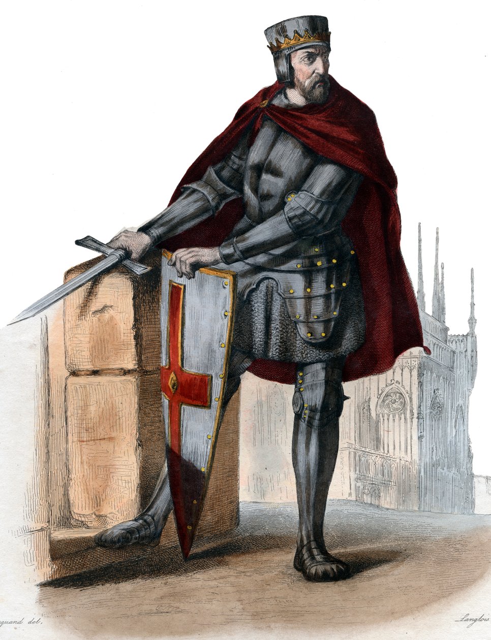 Portrett av Simon IV de Montfort, 5. jarl av Leicester (1150-1218), fransk adelsmann. av French School