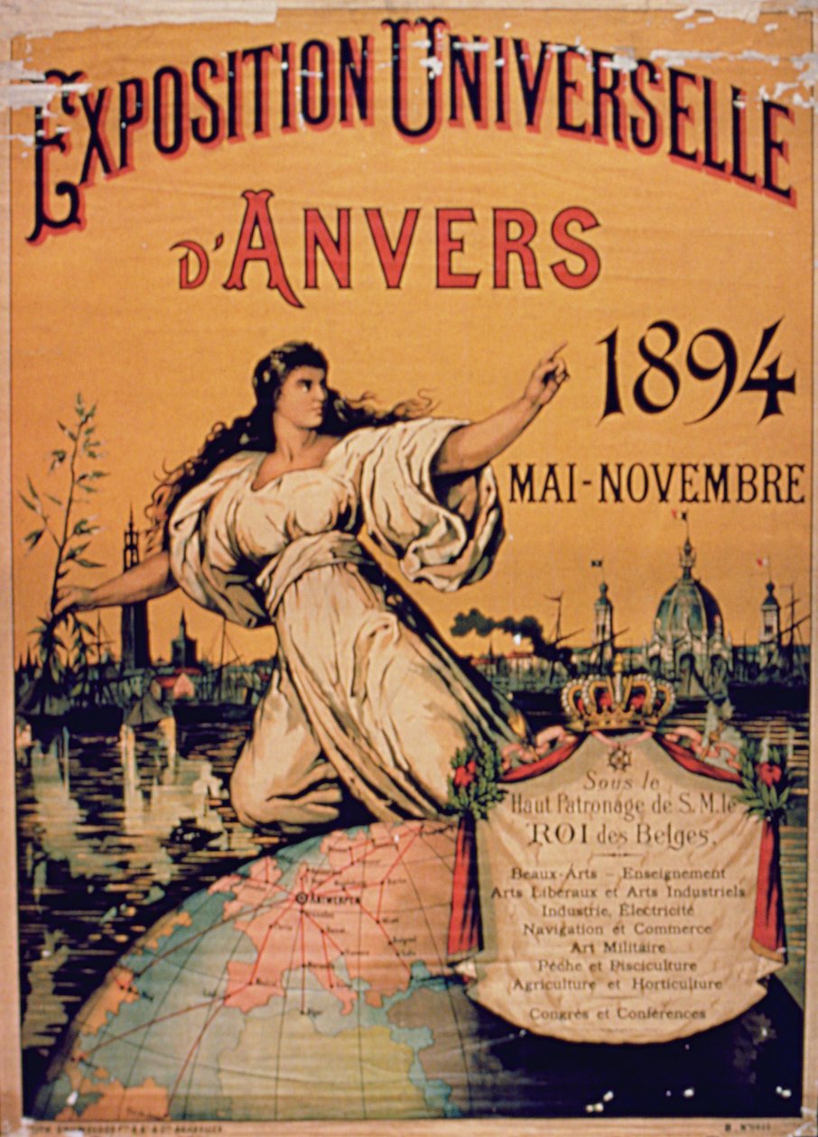 Plakat for verdensutstillingen i Antwerpen, mai-november 1894 av French School