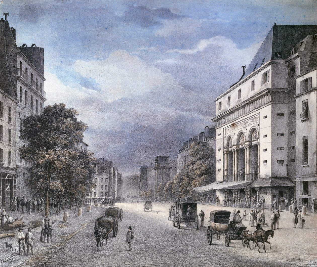 Teateret i Porte Saint-Martin, Paris, ca. 1840 av French School