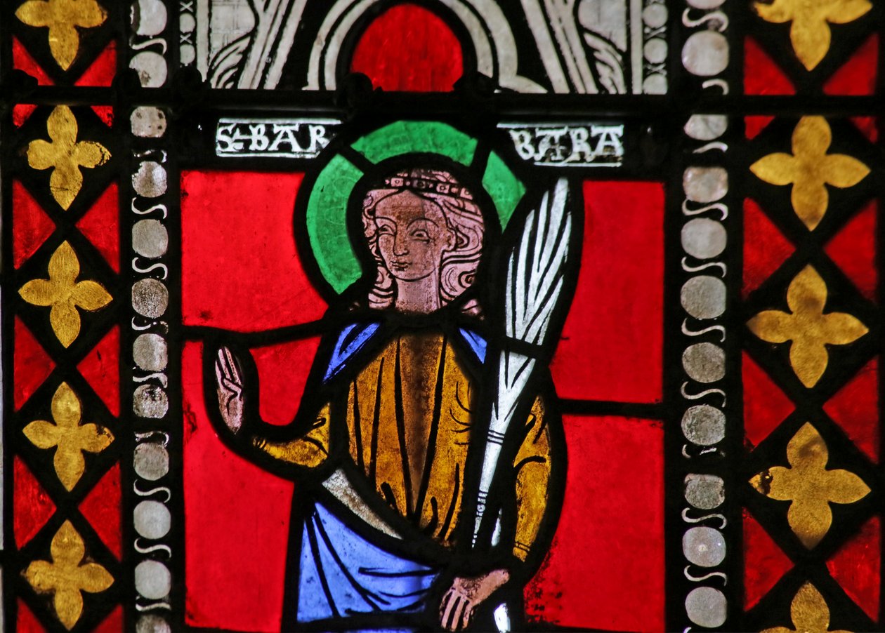 Vindu som viser Saint Barbara av French School