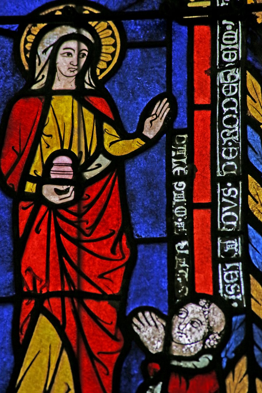 Vindu som viser Saint Mary Magdalene med giver av French School