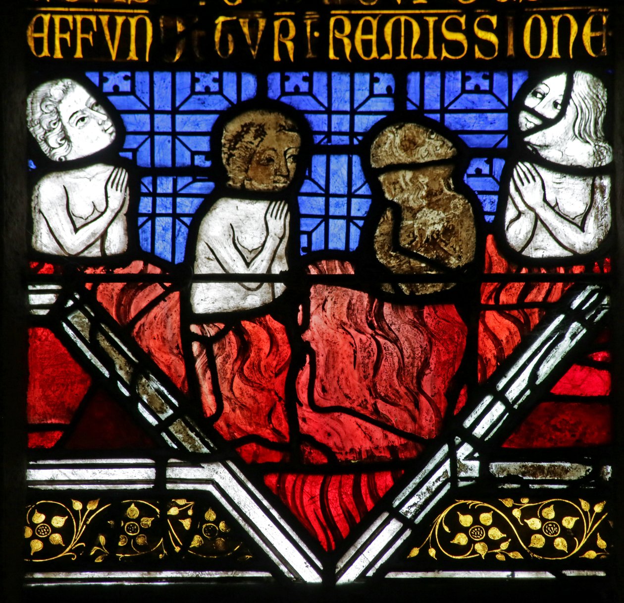 Vindu som viser Souls in Purgatory under messen av French School