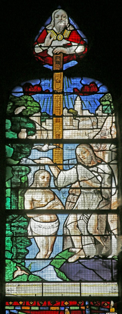 Vindu som viser dåpen i Jordan, ca. 1495 av French School