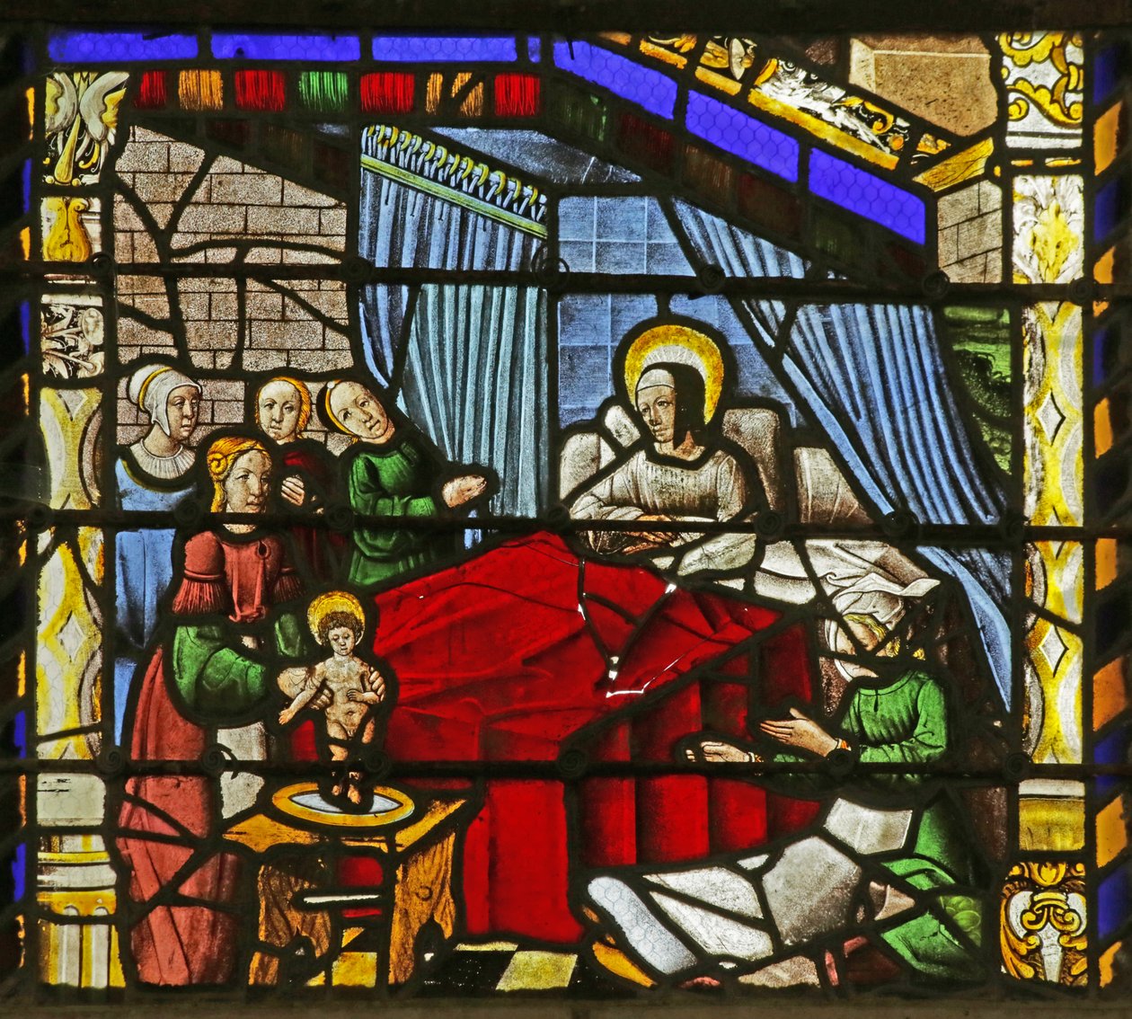 Vindu som viser fødselen til Saint Nicholas av French School