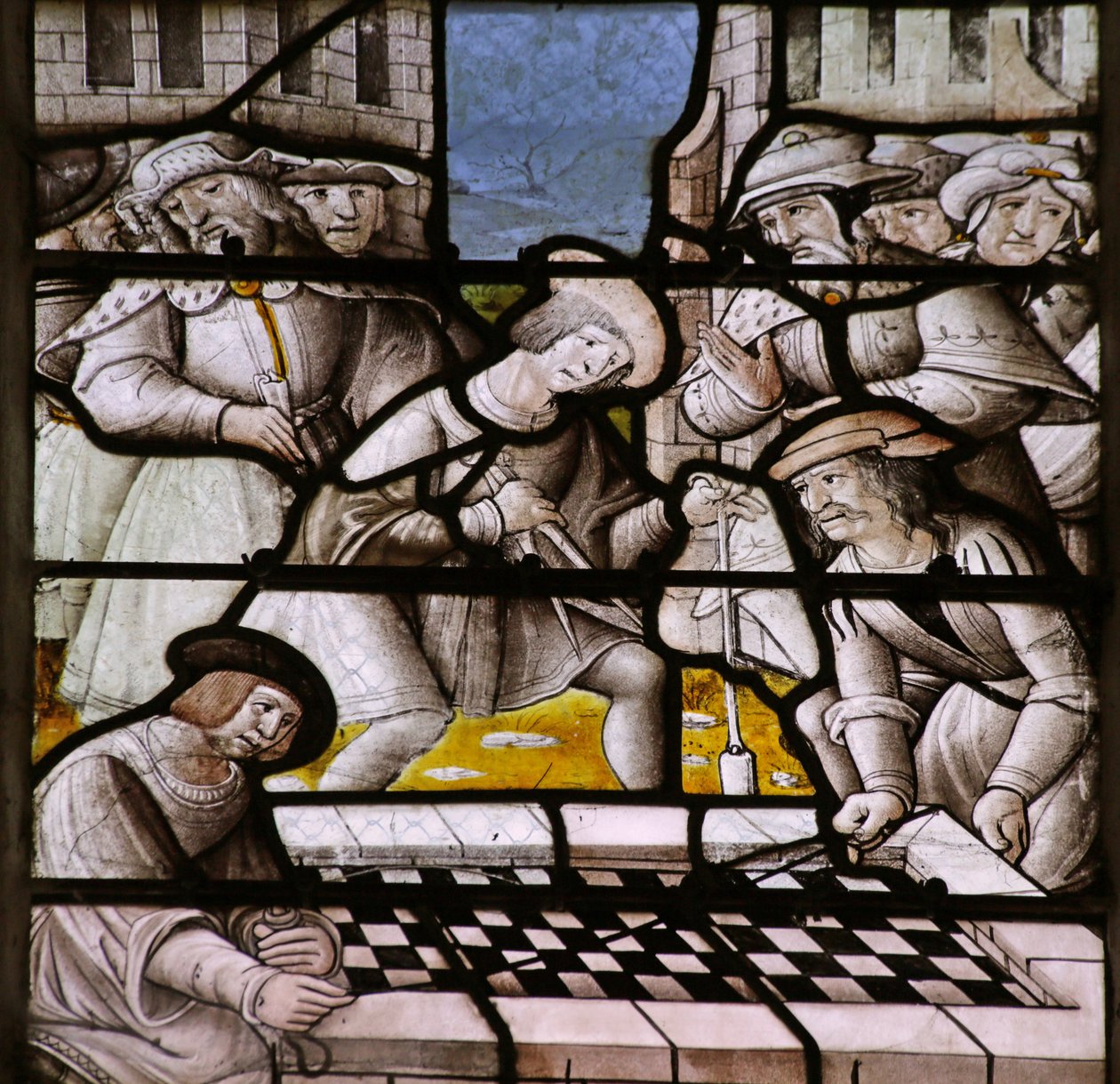 Vindu som viser legenden om Notre Dame de Lorette: Måling av autentisiteten til Virgins House av French School