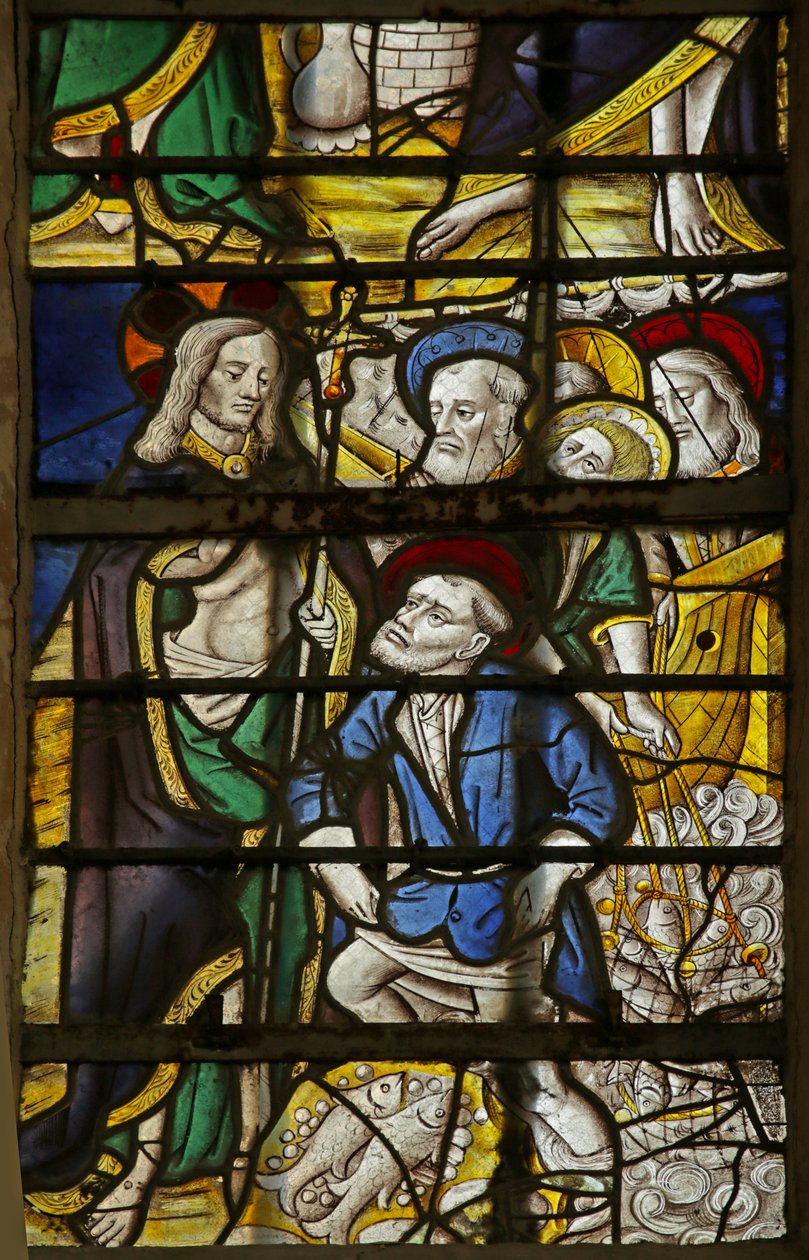 Vindu som viser den mirakuløse fangsten av fisk, 1470-1500 av French School