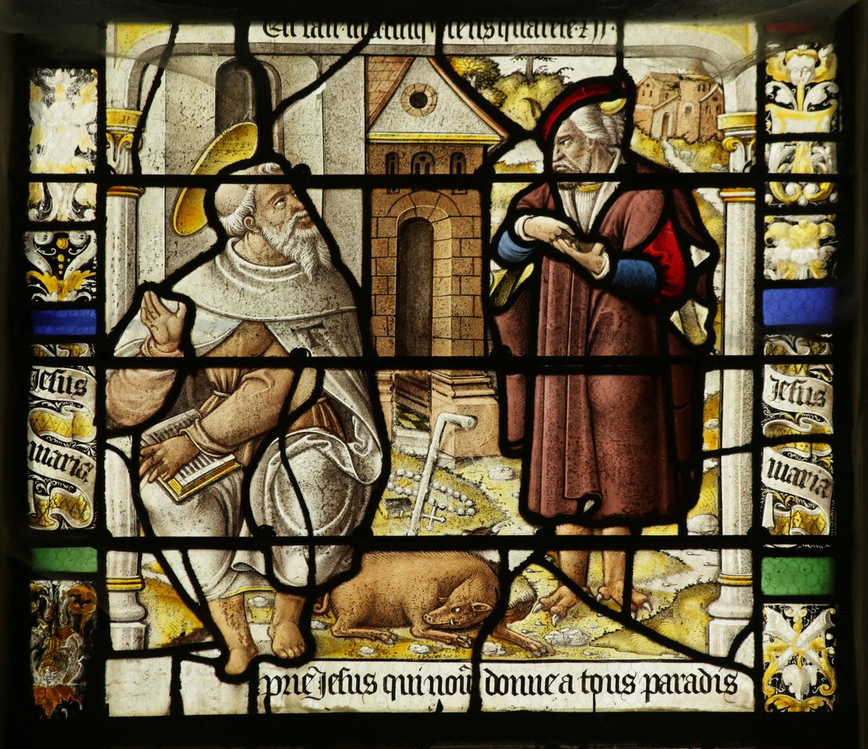 Vindu som viser fristelsen til Saint Anthony av French School