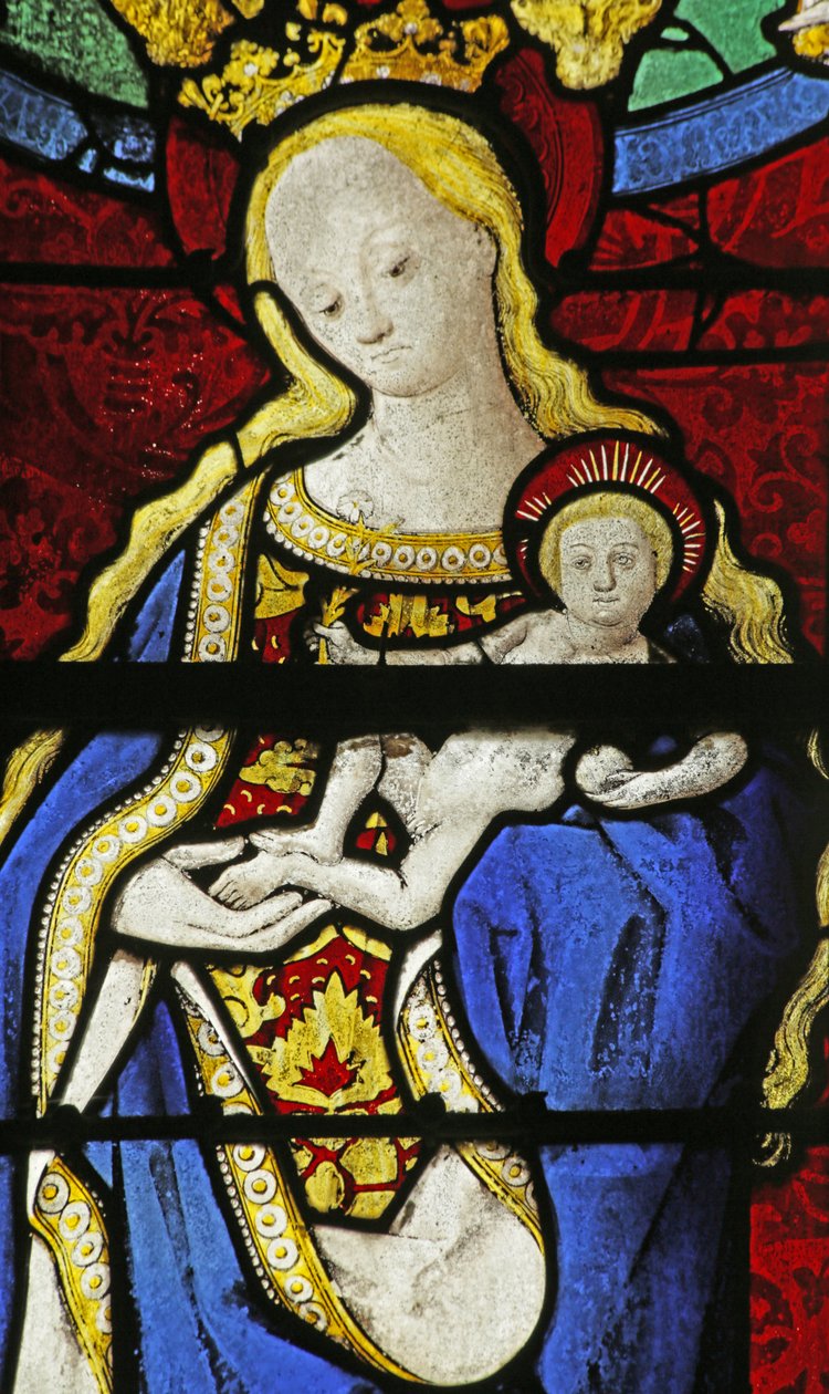 Vindu som viser jomfru Maria av French School