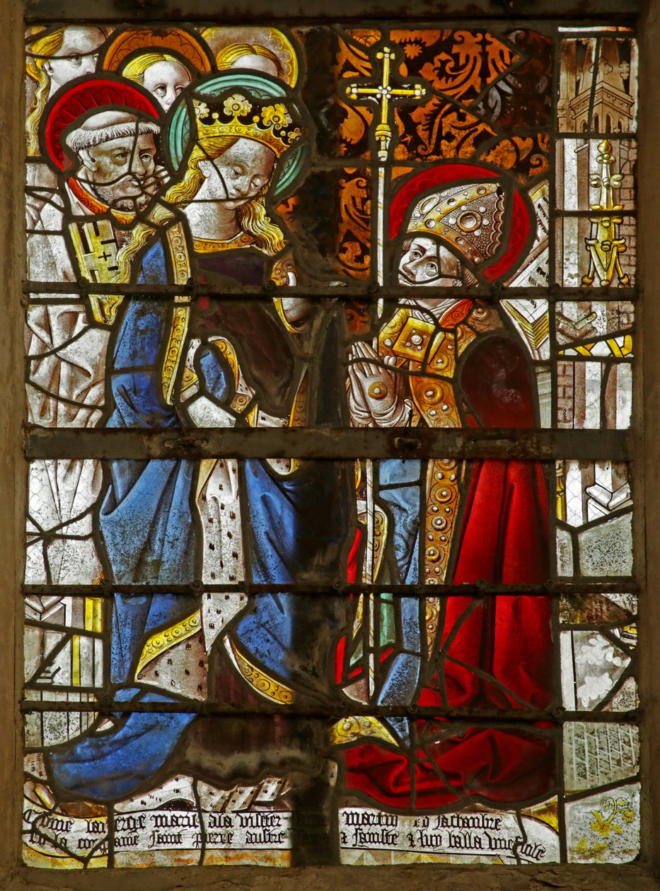 Vindu som viser Jomfru Maria som viser seg for St. Martin av French School