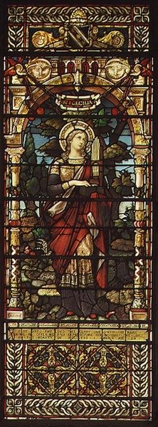 St. Cecilia, av Mayer og Co., München-basert firma aktiv i Storbritannia, ca. 1885 (glassmaleri) av German School