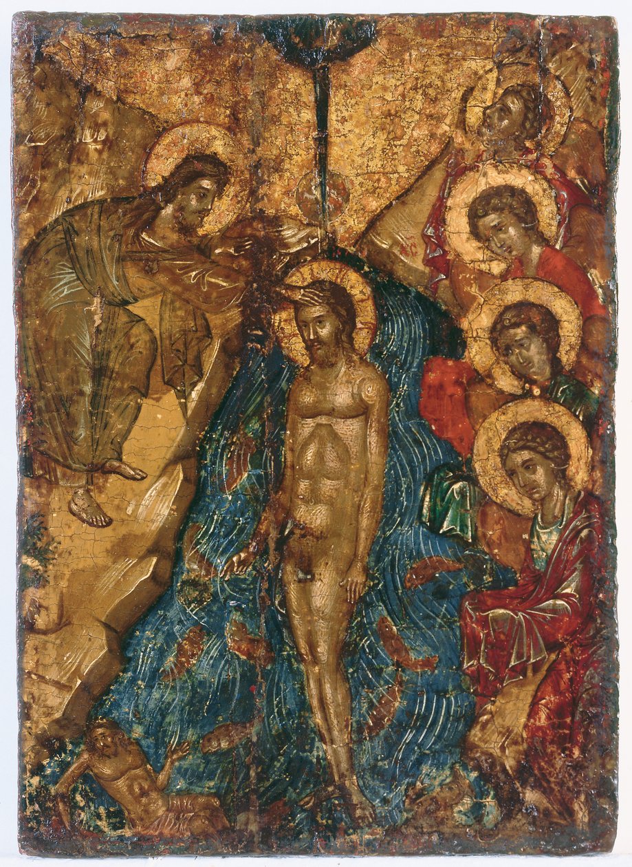 The Baptism of Christ (Theophany), midten av 1500-tallet (tempera på panel) av Greek School