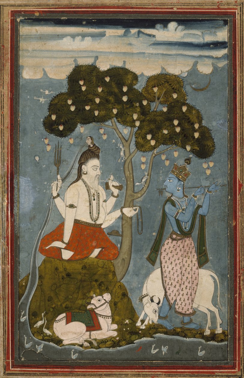 Shiva og Krishna, midten av 1700-tallet (tempera på lagt papir) av Indian School