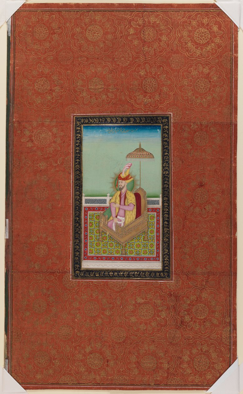 Sultan Muhammad, sønn av Miran Shah, 1875-1900 (ugjennomsiktig wc og gull på papir) av Indian School