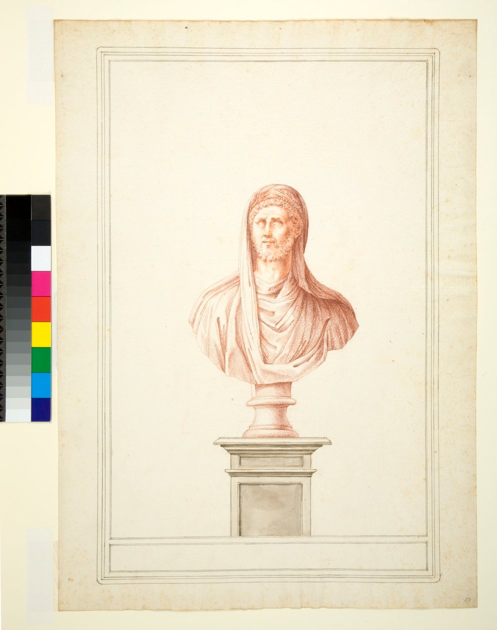 Byste, 1700-1750 (rødt kritt) av Italian School
