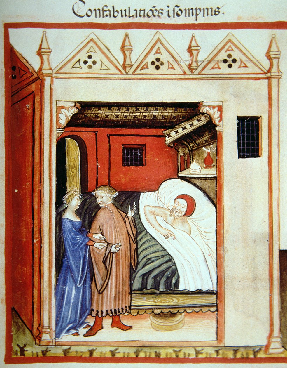 Fol.101v Sleeptalking, illustrasjon fra Tacuinum Santiatis Codex Vindobonensis av Italian School