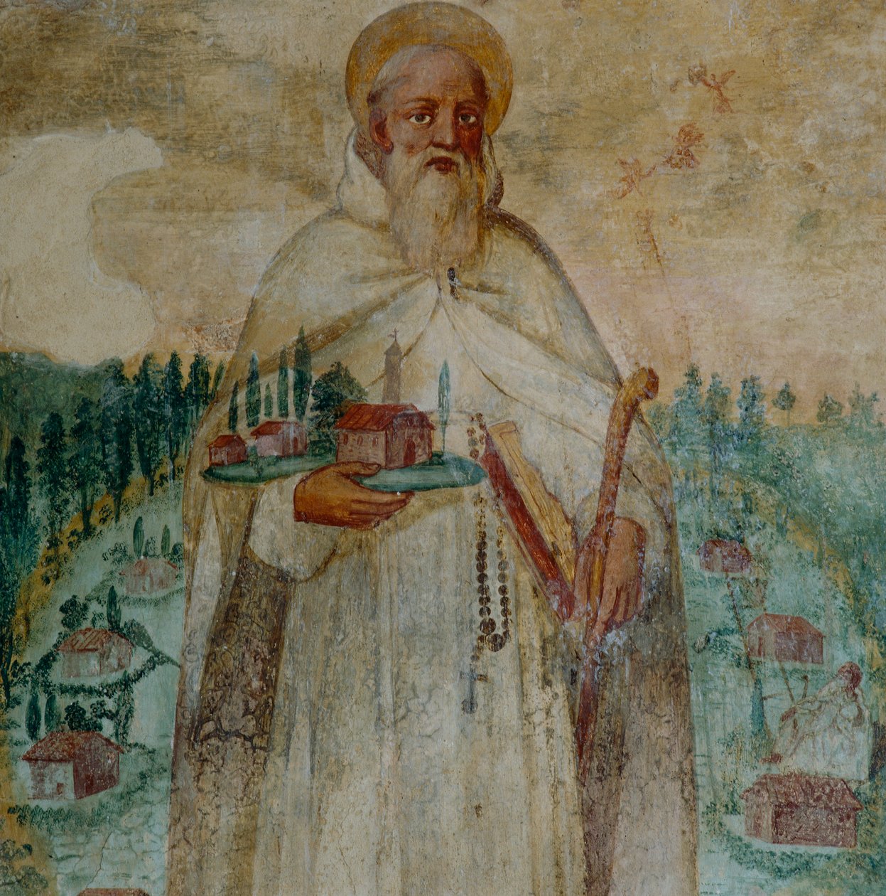 St. Romuald, grunnlegger av karteuserklosteret i Camaldoli, detalj av Italian School