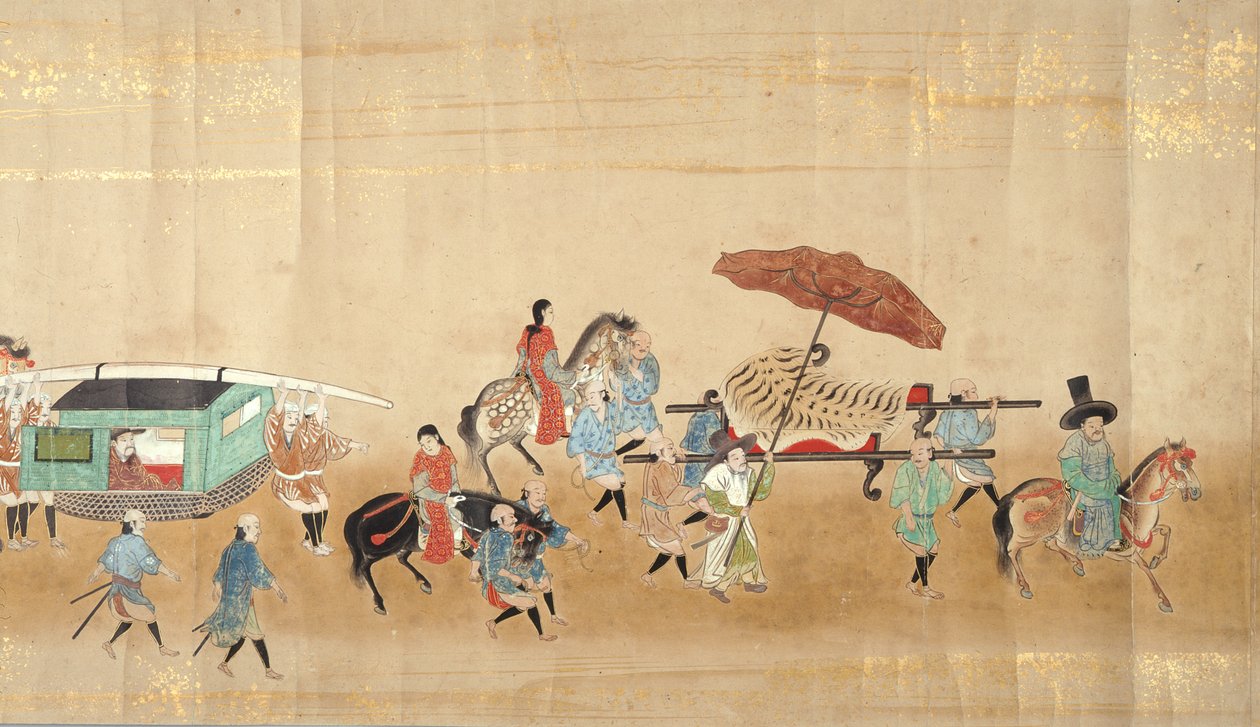 Sjette koreanske ambassade til Japan i Meireki 1 på tidspunktet for Tokugawa Ietsunas etterfølgelse i 1651, muligens av Kano Masunobu (1625-94) (rullemaleri) (detalj) (se også 79775) av Japanese School