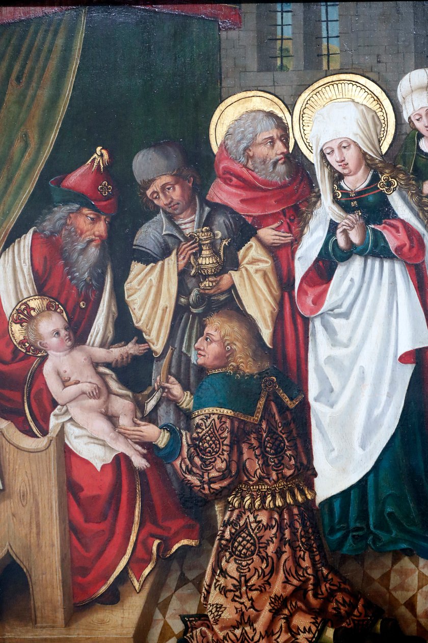 Kristi omskjæring, detalj (oljetre på panel) av Unknown