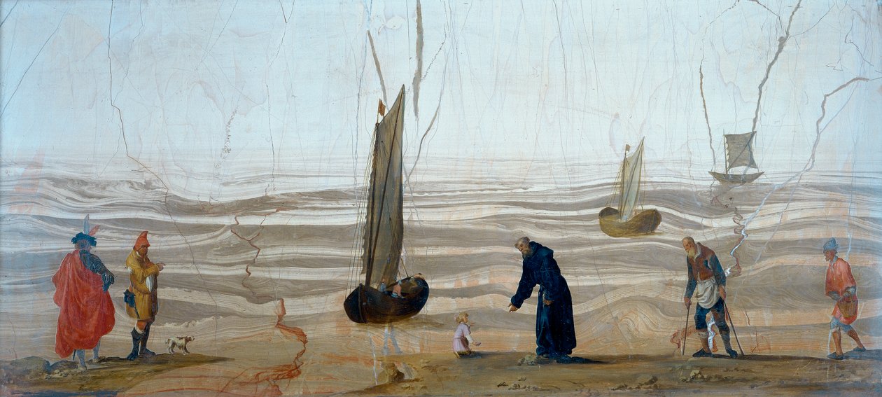 Maleri på stein som viser visjonen til St. Augustine av Unknown
