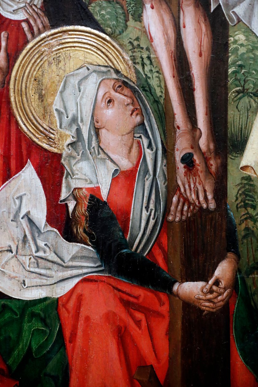 Korsfestelsen, detalj (olje på trepanel) av Unknown