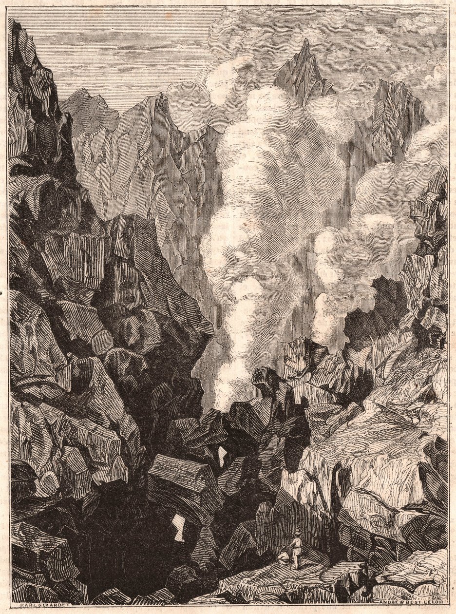 Utsikt over krateret til vulkanen Grande Soufrière i Guadeloupe av Unknown