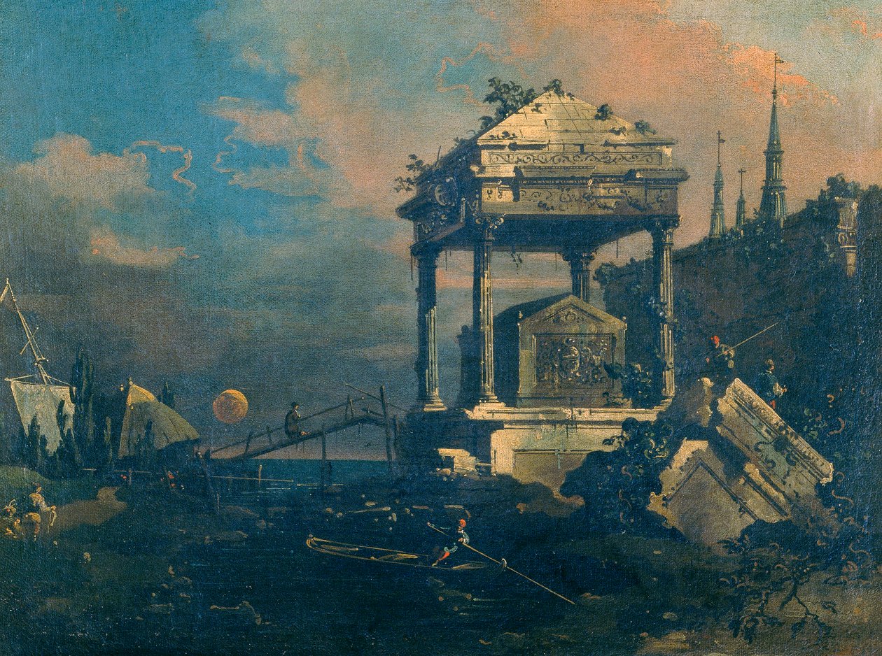 Capriccio med en grav av Giovanni Antonio Canal