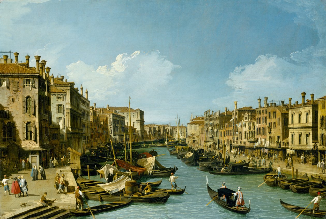 Canal Grande nær Rialtobroen, Venezia, ca. 1730 av Giovanni Antonio Canal