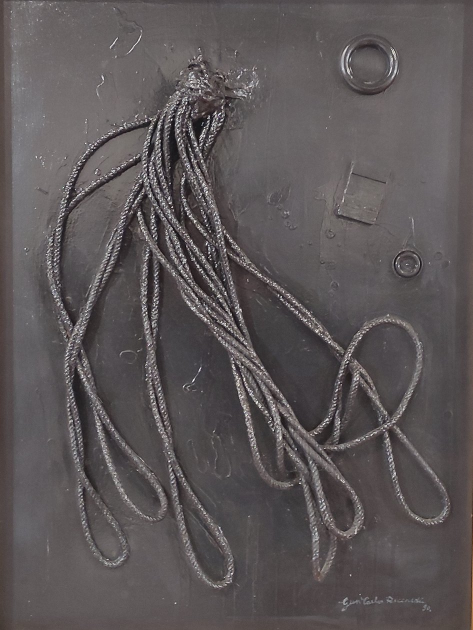GC Riccardi, Combustione n. 3, 1990, Blandede medier på lerret, 60x80, Arpino, Umberto Mastroianni Foundation, Italia. av Gian Carlo Riccardi