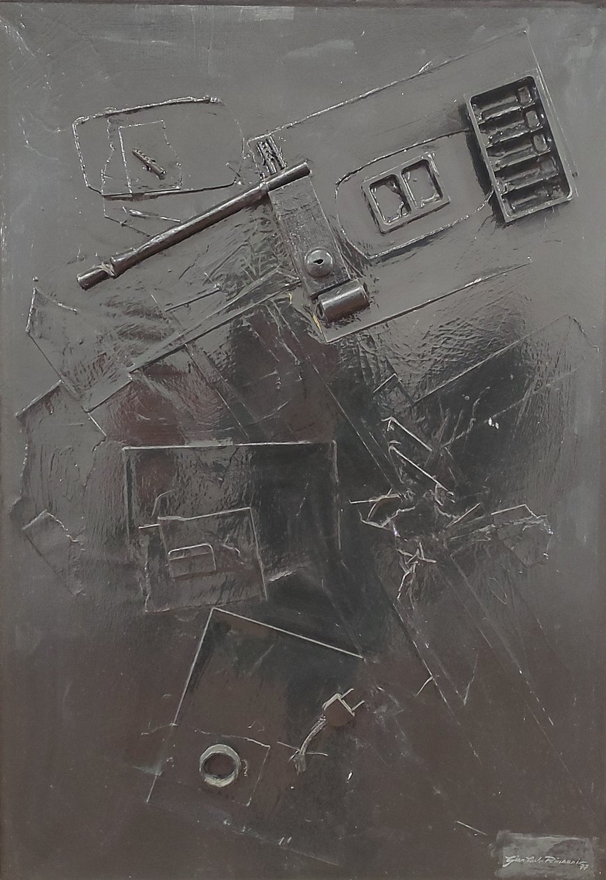 GC Riccardi, Combustione n. 1, 1977, Blandede medier på lerret, 60x80, Arpino, Umberto Mastroianni Foundation, Italia. av Gian Carlo Riccardi