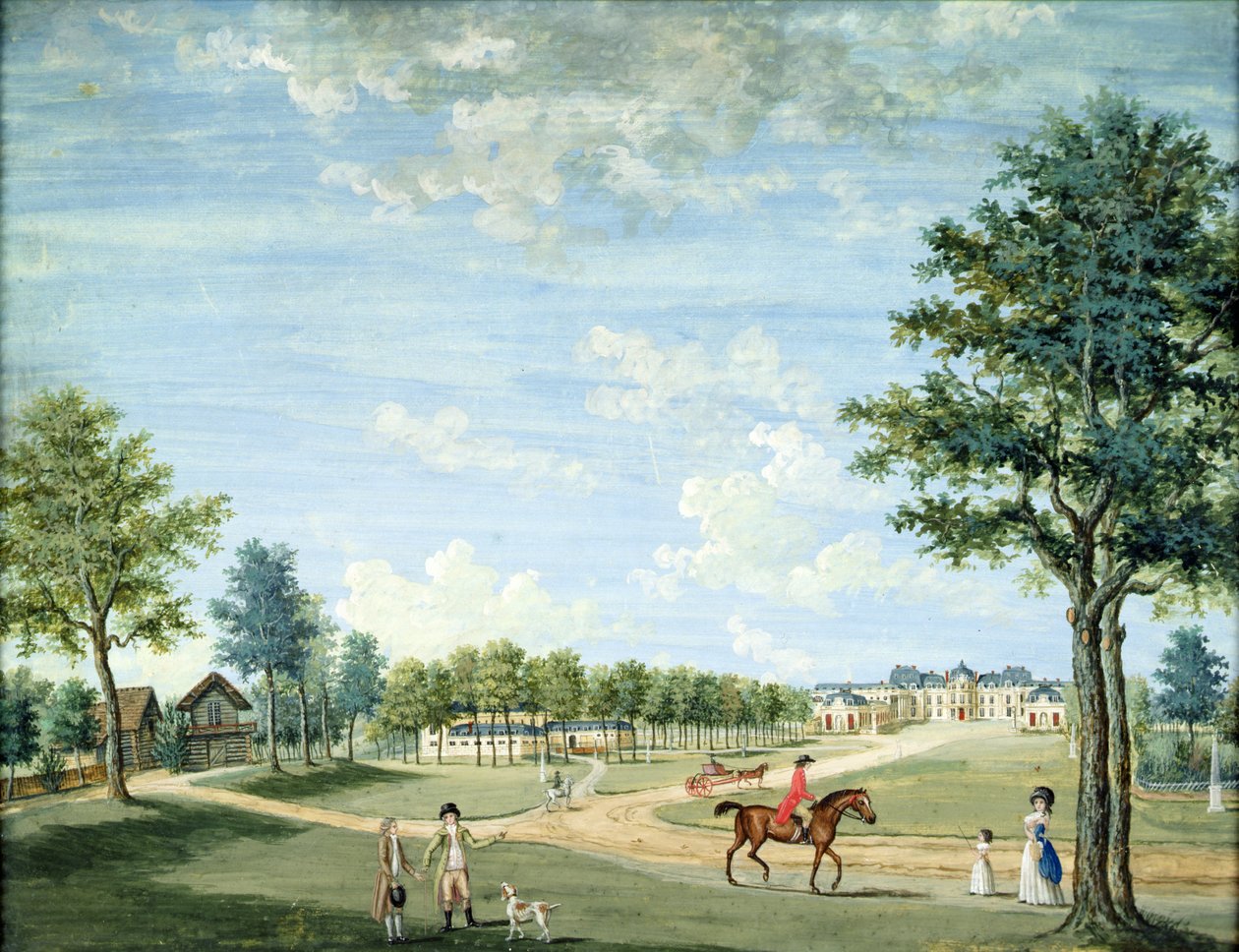 Chateau of Raincy, stallen og den russiske landsbyen, ca. 1754-93 av 1717 1806 Carmontelle