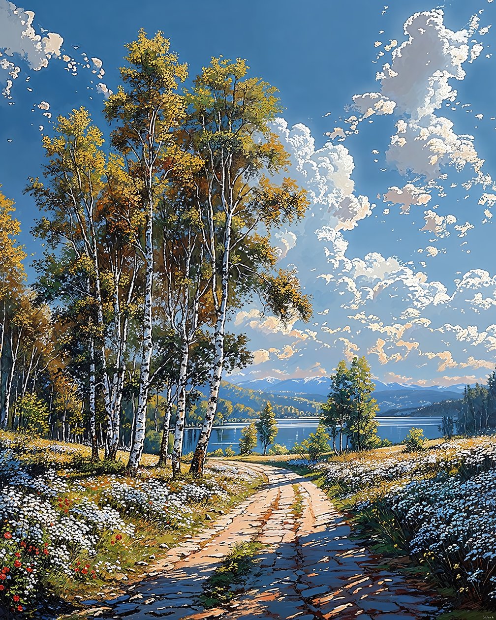 Landskap med naturskjønn ås, innrammet veggdekor til soverom av F. Abderrahim