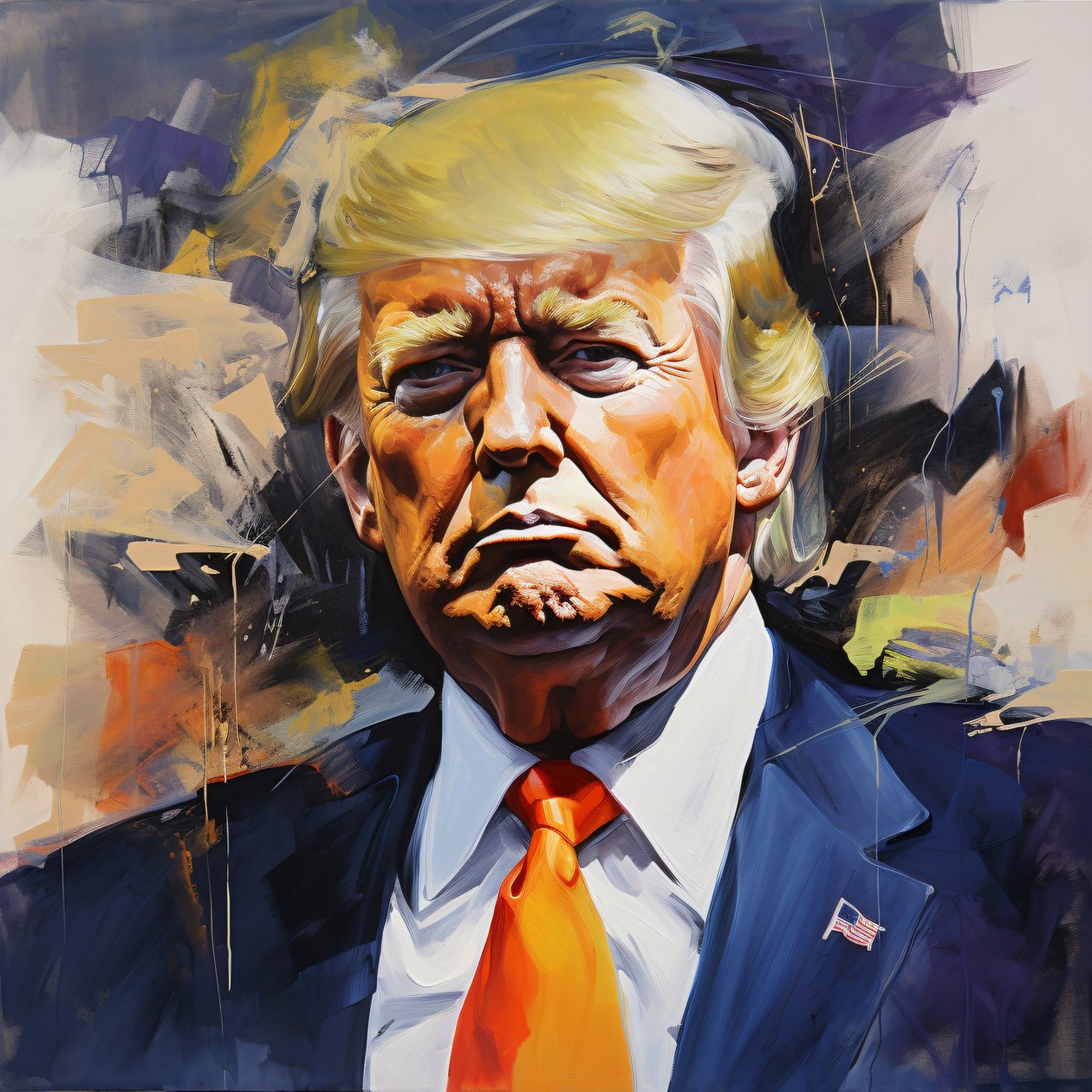 Akrylmaleri av Donald Trump, moderne veggkunst, veggdekor til kontoret av F. Abderrahim