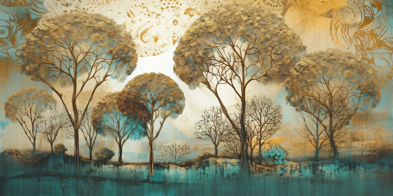 Surrealistisk abstrakt i myke toner, trelandskap, veggkunsttrykk på forespørsel av F. Abderrahim
