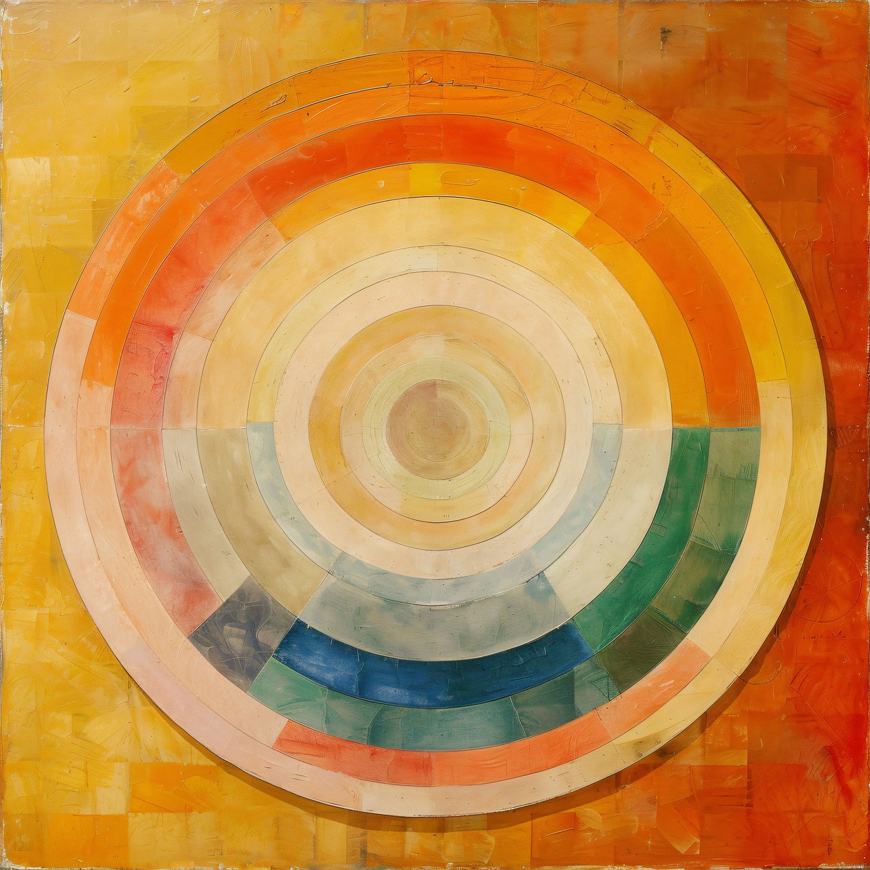 Abstrakt oljemaleri, mystisk kunst, Hilma af Klint-stil, kunsttrykk på nett av F. Abderrahim