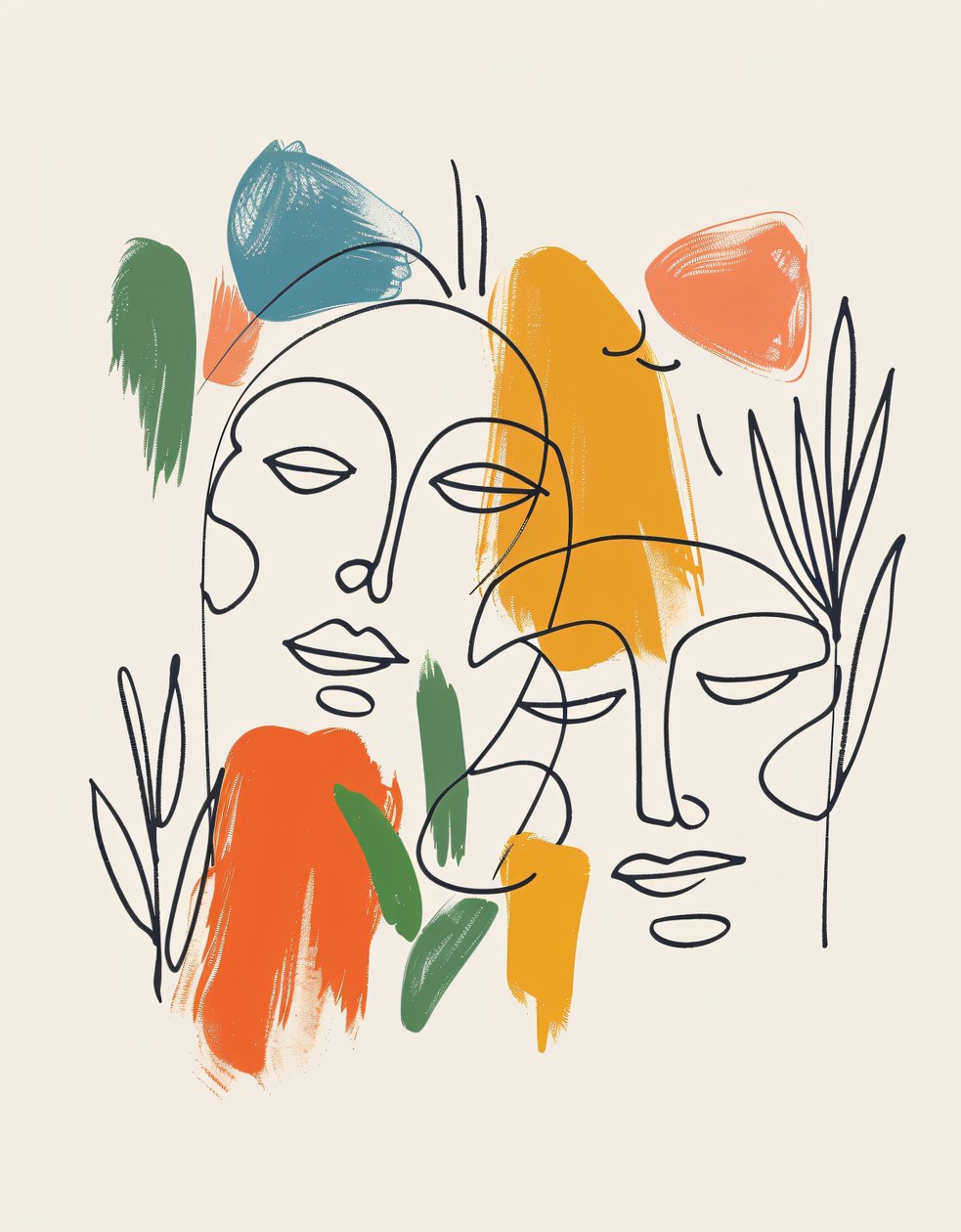 Minimalistisk boho Windring én linjeskisse, Mid-Century Modern, veggdekorasjonstrykk av F. Abderrahim