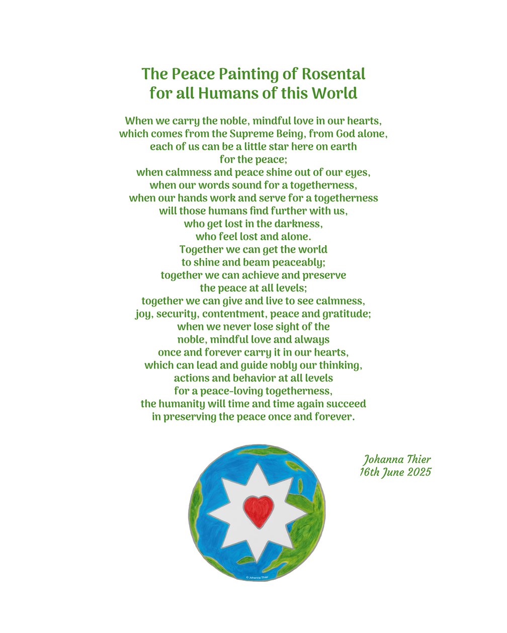 The Peace Painting of Rosental for all Humans of this World av Johanna Thier