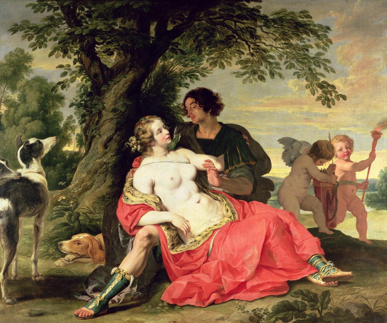 Venus og Adonis, ca. 1620 av A. and Wildens, J. Janssens