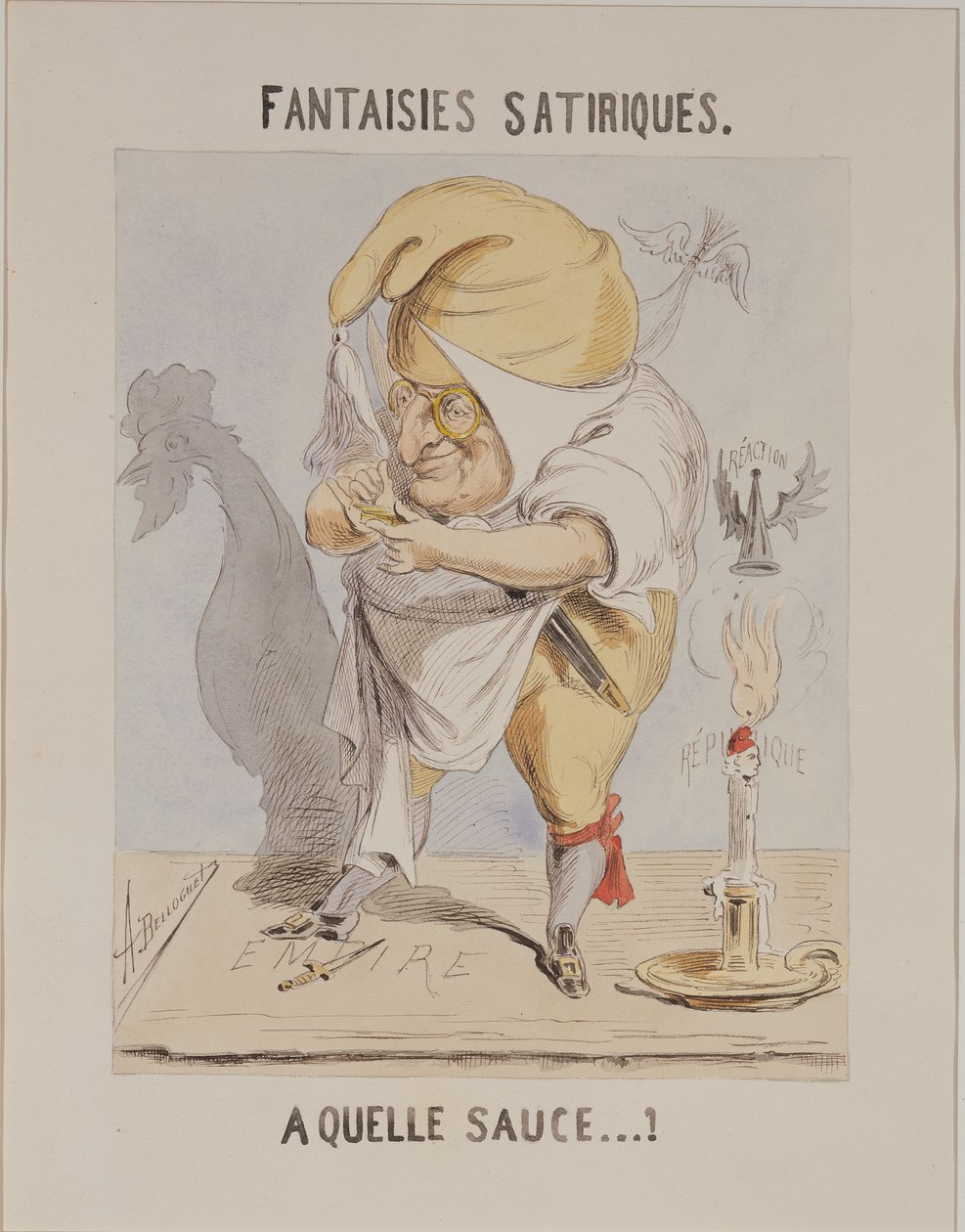 Satiriske fantasier, karikatur av Adolphe Thiers (1797-1877) av A. Belloguet